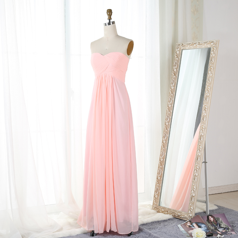 Decent A-Line Sweetheart Pink Chiffon Long Prom/Evening Dress With ...