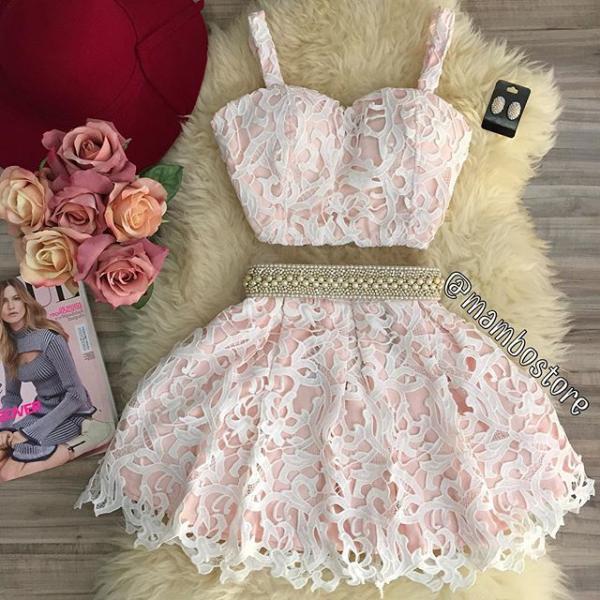 Simple Sheath Straps Pink Short Pearls Homecoming Dresses main image 1