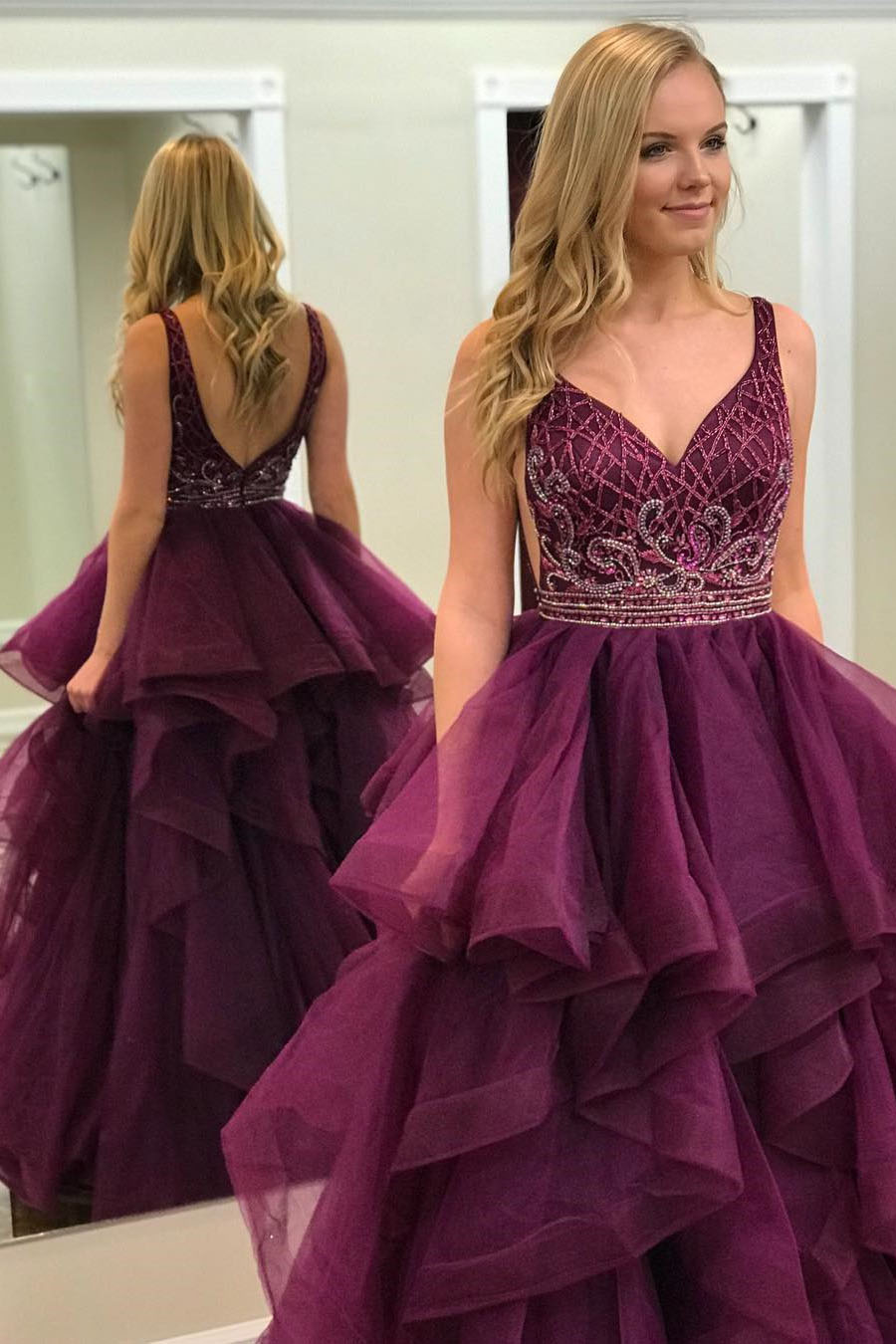 Unique A Line V Neck Burgundy Wine Red Beads With Scarf Prom Dresses Formal Gown Inspo Evening Outfits AB1395